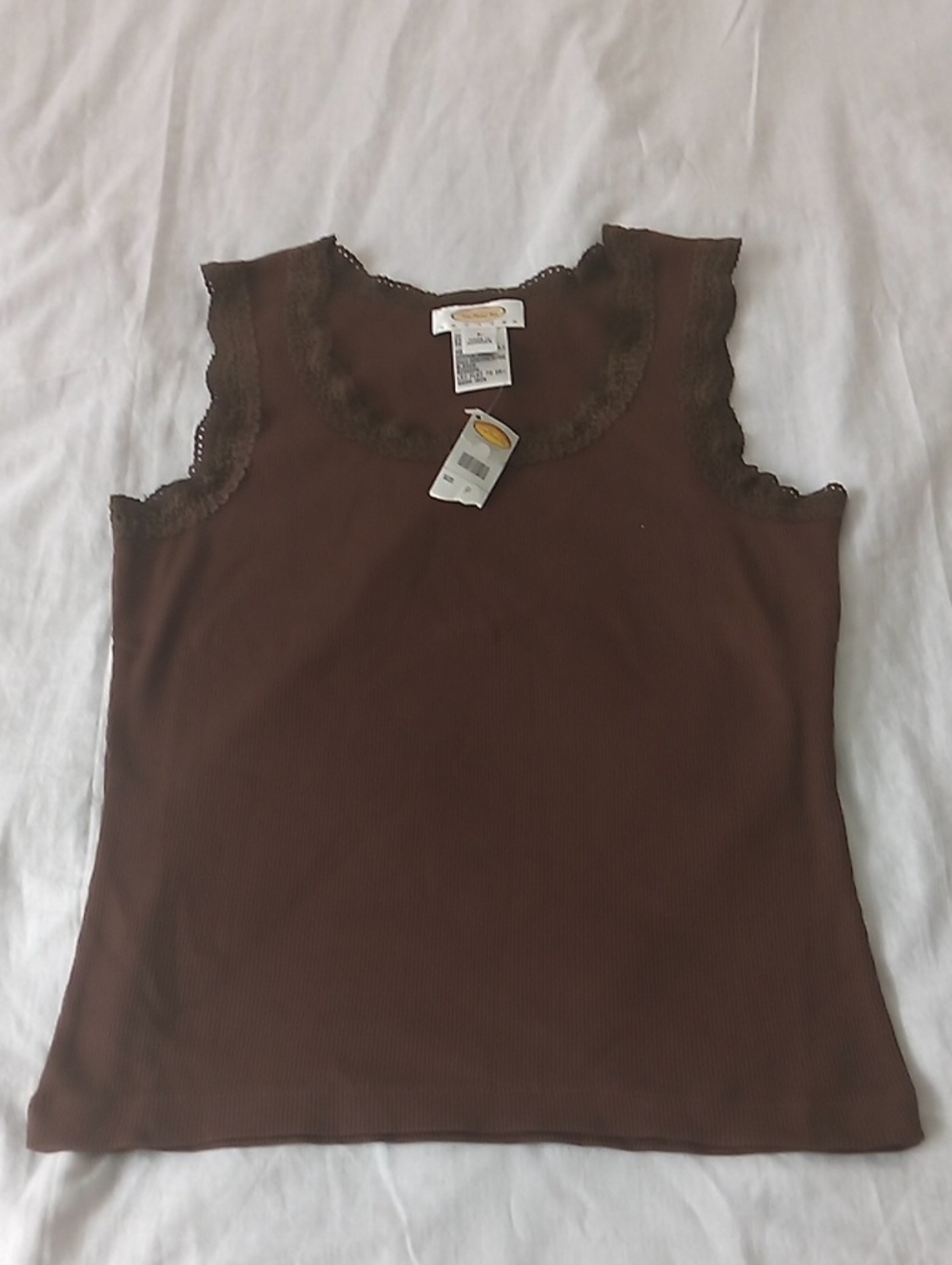 Talbots Brown Lace-Trim Ribbed Camisole